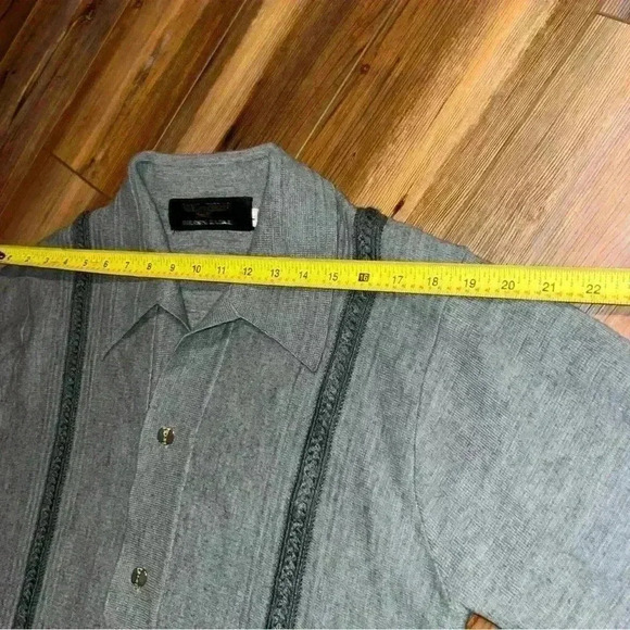 Long-Sleeve Striped Button-Through Wool Sweater Polo Golden Eagle Brand Size L - Picture 6 of 12